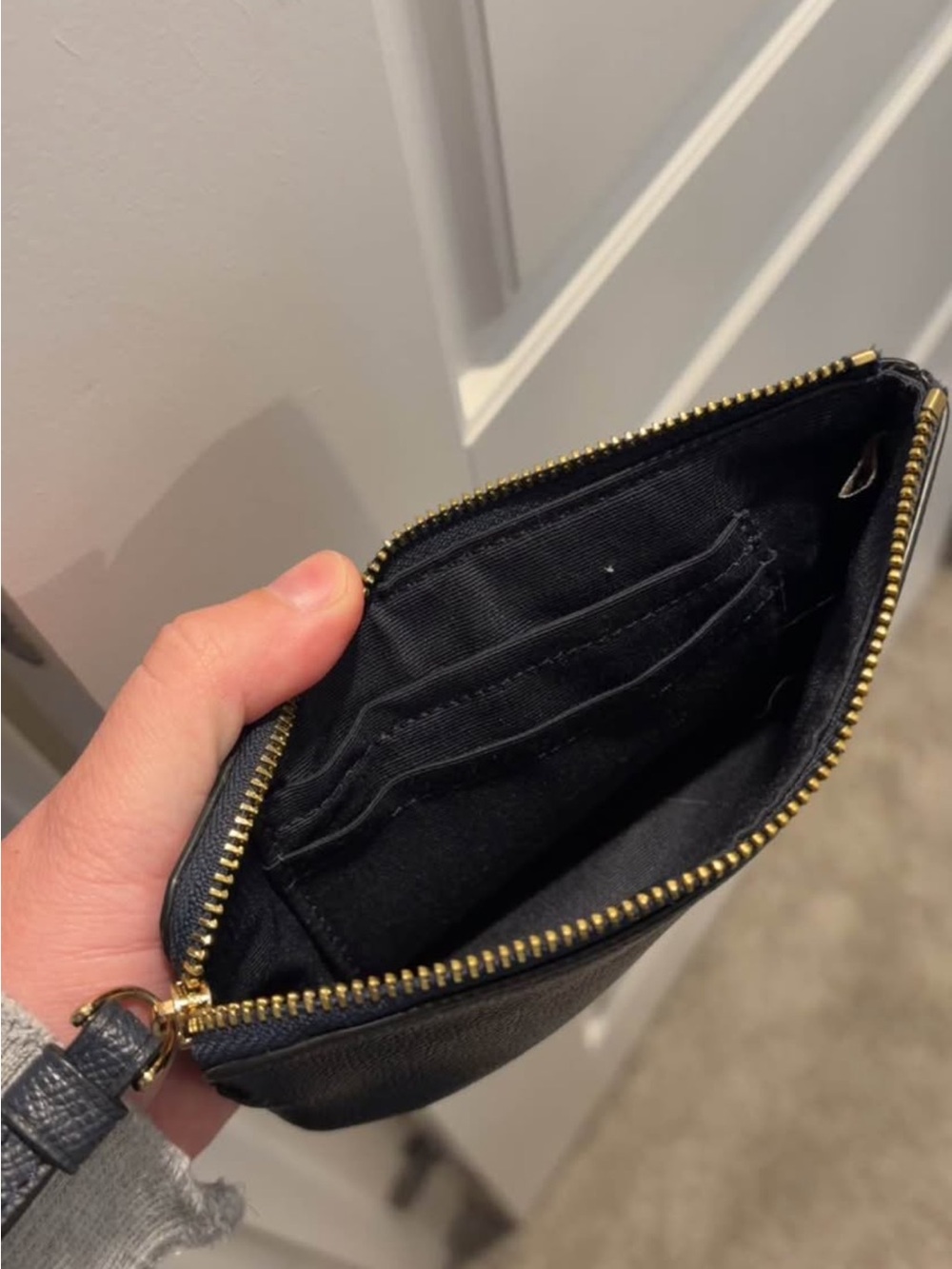 Coach Navy Leather Zip Pouch with Gold Logo - Picture 2 of 2